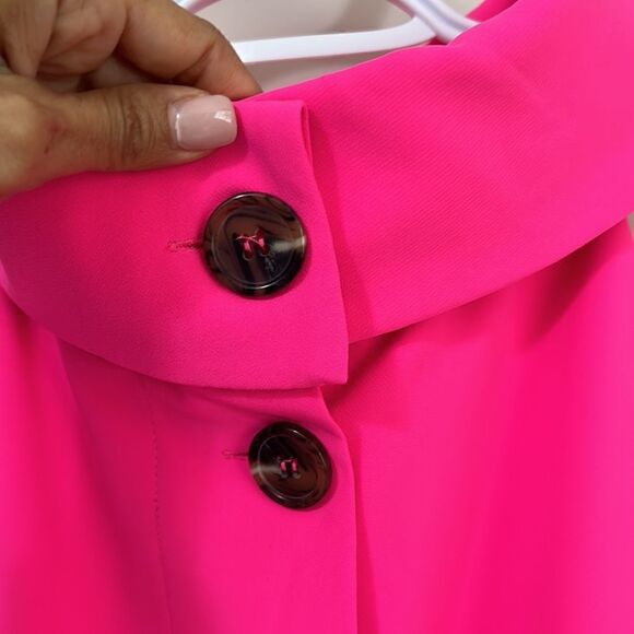 Sail To Sable Neon Pink Rolled Neckline Sheath Dress W/ Large Back Buttons - Picture 6 of 11